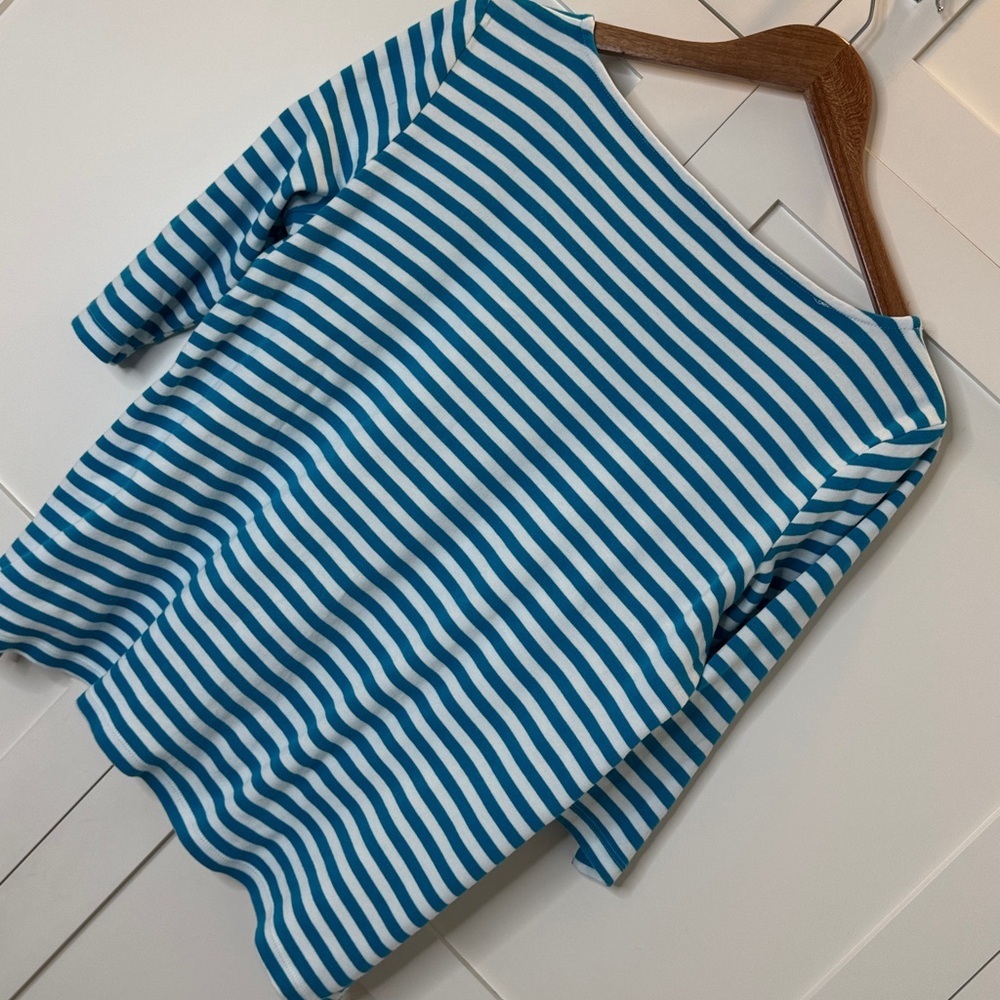 Lands' End Blue and White Striped Long Sleeve Tee Large - Picture 9 of 9